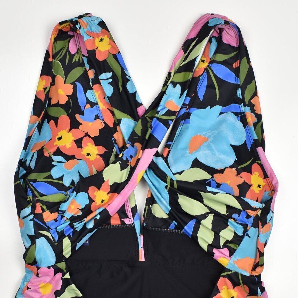 Swim RX Floral Plunge Twist Back One Piece Swimsuit - XL - Picture 5 of 7